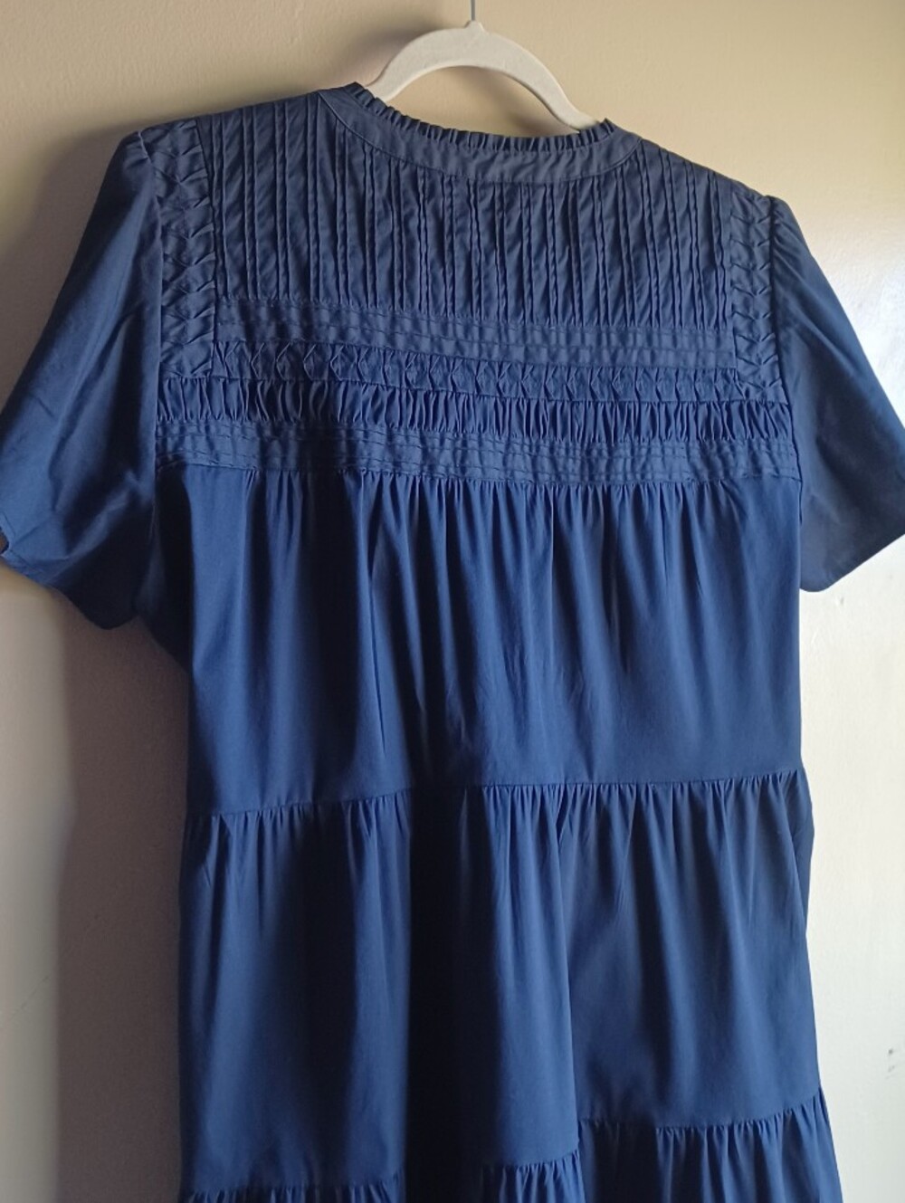 CHICO'S Navy Pintuck Tiered Dress In 16 - Picture 6 of 6